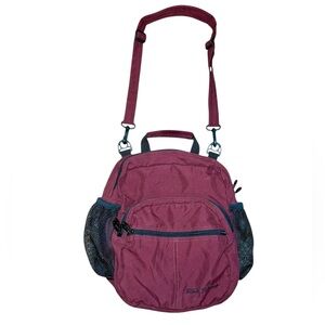 Rick Steves Nylon Travel Bag Shoulder Strap Maroon Zippered and Mesh Pockets